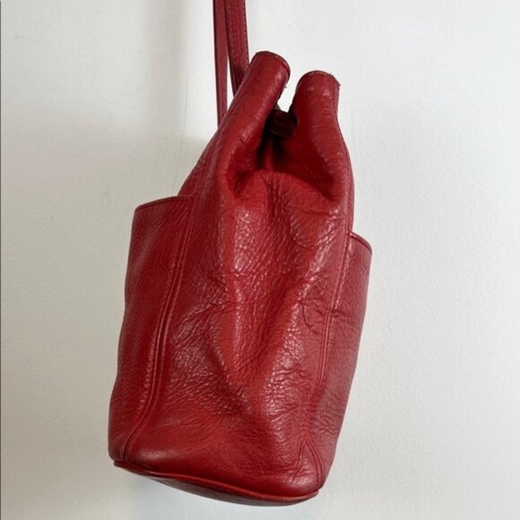 Coach Vintage USA Red Pebbled Leather Drawstring Crossbody Bucket Bag 4133 - Picture 5 of 16